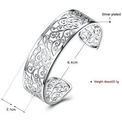 925 Sterling Silver Bangle Bracelet, HTOMT Fashion Simple Open Bangles Cuff Jewelry for Women