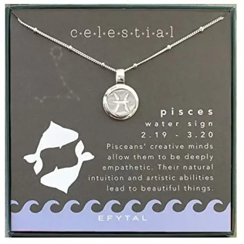 EFYTAL Best Friend Birthday Gifts, 925 Sterling Silver Bezel Edge Pisces Necklace, Zodiac Necklaces, Friendship Gift for Bridesmaids, Bridal Party Friend Group Jewelry EFYTAL Best Friend Birthday Gifts, 925 Sterling Silver Bezel Edge Pisces Necklace, Zodiac Necklaces, Friendship Gift for Bridesmaids, Bridal Party Friend Group Jewelry