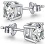 Han han Platinum Plated Men Stud Earrings CZ Diamond Earrings 925 Sterling Silver Stud Earrings for Women Cubic Zirconia Earrings Hypoallergenic Post Earrings for Unisex 2 Carats
