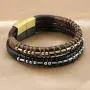 MEMGIFT Inspirational Warrior Morse Code Leather Bracelets for Men Boys Funny Empowerment Gifts for Boyfriend Mom Son Daughter Sister Wrap Bracelet Women