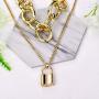 YL Lock Necklace Silver Color Alloy Padlock Chain for Men Statement Punk Multilayer Choker Jewelry for Women
