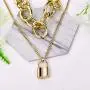 YL Lock Necklace Silver Color Alloy Padlock Chain for Men Statement Punk Multilayer Choker Jewelry for Women