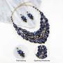 SP Sophia Collection Drop Collar Austrian Crystal Marquise Rhinestone Cluster Necklace and Stud Post Dangling Earring Set