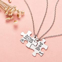 Melix Home Friendship Necklace for 2 Side by Side Best Friends Close in Heart Necklace Keyring Set