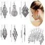 12 Pairs Bohemia Metal Earrings Set Vintage Statement Drop Dangle Earrings for Women Girls 12 Pairs Bohemia Metal Earrings Set Vintage Statement Drop Dangle Earrings for Women Girls