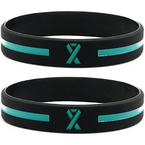 Inkstone (12-Pack) Teal Awareness Ribbon Silicone Bracelets - Wholesale Pack of 1 Dozen Unisex Wristbands for Men Women Inkstone (12-Pack) Teal Awareness Ribbon Silicone Bracelets - Wholesale Pack of 1 Dozen Unisex Wristbands for Men Women
