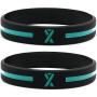 Inkstone (12-Pack) Teal Awareness Ribbon Silicone Bracelets - Wholesale Pack of 1 Dozen Unisex Wristbands for Men Women