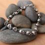 HAQUIL Stainless Steel Skull Charm Linked Bracelet for Men and Women, 8.27''