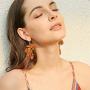 D.Rosse 2 Pairs African Map Wooden Dangle Earrings Ethnic Style African Multicolor Drop Earrings for Women Bohemia Style Jewelry Set