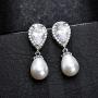 SELOVO Dangle Earrings Bride Cubic Zirconia Simulated Pearl Drop Chandeliar Earrings