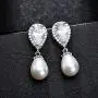 SELOVO Dangle Earrings Bride Cubic Zirconia Simulated Pearl Drop Chandeliar Earrings SELOVO Dangle Earrings Bride Cubic Zirconia Simulated Pearl Drop Chandeliar Earrings