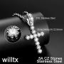 willtx Pendent Necklace for Men and Women with Bling Bling Iced Out Cubic Zirconia Diamond 18K Gold Silver Stainless Steel Rope Chain 24 inch Hip Hop Style Jewelry