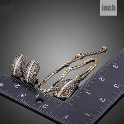 Earrings Hoops Studs Ear Nails Gold Color Leopard with Crystal Clip Earrings and Pendant Necklace Jewelry Sets