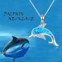 Angel caller Dolphins Necklace Sterling Silver Polished Cubic Zirconia Dolphin Pendant Necklace Jewelry Gifts for Women Girls, 18''