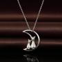 ZowBinBin Cat Necklace - Naughty Cute Lucky Cat Pendant Necklace, 18K White Gold Plated Sterling Silver Cat Pendant for Women, Fashion Cat jewelry Necklace Great Gifts for Lover, Family