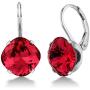 925 Sterling Silver 10.00MM Rose Red Earrings Made with Swarovski Crystals