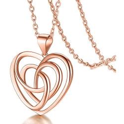 FaithHeart Celtic Knot Pendant Necklace Sterling Silver Irish Jewelry for Women Men Heart/Triangle Vintage/Cross Pendant Necklaces with 20 in Rolo Chain