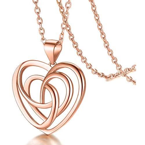 FaithHeart Celtic Knot Pendant Necklace Sterling Silver Irish Jewelry for Women Men Heart/Triangle Vintage/Cross Pendant Necklaces with 20 in Rolo Chain