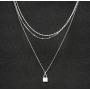 YOOE Multilayer Silver Lock Necklace Punk Metal Lock 3-layer Choker Necklace Geometric Lock Type Clavicle Egirl Y Necklace for Women Girl