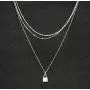 YOOE Multilayer Silver Lock Necklace Punk Metal Lock 3-layer Choker Necklace Geometric Lock Type Clavicle Egirl Y Necklace for Women Girl YOOE Multilayer Silver Lock Necklace Punk Metal Lock 3-layer Choker Necklace Geometric Lock Type Clavicle Egirl Y Necklace for Women Girl