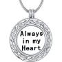 Ado Glo Christmas Memorial Gifts, Always in My Heart with 1 or 2 Vials Urn Locket Pendant Necklace, Tree of Life Cremation Jewelry for Ashes, Keepsake for Dad Sister Grandma Aunt Wife Daughter Mom