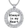 Ado Glo Christmas Memorial Gifts, Always in My Heart with 1 or 2 Vials Urn Locket Pendant Necklace, Tree of Life Cremation Jewelry for Ashes, Keepsake for Dad Sister Grandma Aunt Wife Daughter Mom