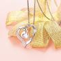 FLYOW I Love You More Heart Necklace for Women Girls Sterling Silver CZ Pendant, Best Valentines Mothers Day Jewelry Gifts