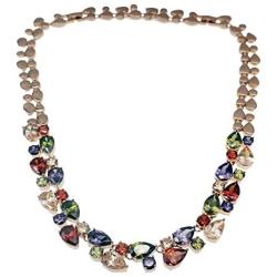 Hermosa Rose Gold Plated Multicolor Austria Crystal Elements Jewelry Set Necklace Earrings Bracelet and Ring