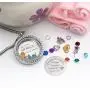 beffy Best Gifts for Niece Aunt, Floating Living Memory Locket Necklace Pendant with Charm & Birthstone for Women, Girls & Teen Girl