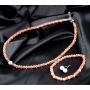 LZMEI 4mm Faux Crystal Glass Imitation Pearls Necklace Bracelet Earring Jewelry 3 Sets for Women Girls