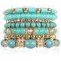 RIAH FASHION Multi Layer Bead Bracelet - Colorful Stacking Beaded Strand Stretch Cuff Statement Bangles Set