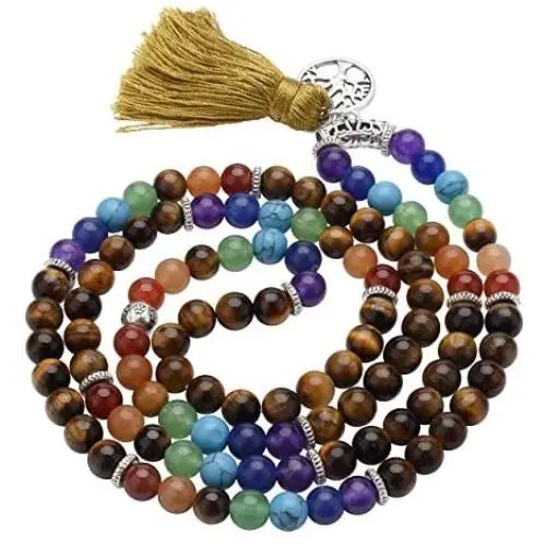 Top Plaza 7 Chakra Mala Prayer Beads 108 Meditation Healing Multilayer Bracelet/Necklace W/Tree of Life Tassel Charm Top Plaza 7 Chakra Mala Prayer Beads 108 Meditation Healing Multilayer Bracelet/Necklace W/Tree of Life Tassel Charm