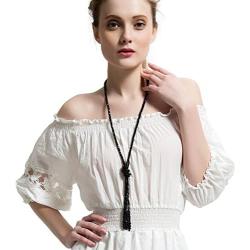 The 1920s Charleston Collection Vintage Style Charcoal Black Multitier Beaded Necklace for Women (21.6'')