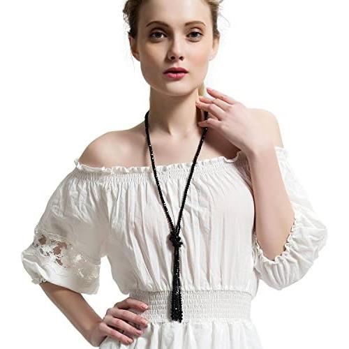 The 1920s Charleston Collection Vintage Style Charcoal Black Multitier Beaded Necklace for Women (21.6'')