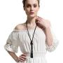 The 1920s Charleston Collection Vintage Style Charcoal Black Multitier Beaded Necklace for Women (21.6'')