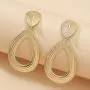 Sinkcangwu Punk Exaggerated Heart Dangle Earrings Statement Hip Hop Golden Geometric Big Drop Earrings Jewelry for Women