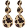 Wovanoo Leopard Print Earring Leather Fur Earrings for Women Statement Drop Dangle Earrings