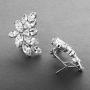 Mariell Cubic Zirconia Marquis-Cut Graceful Curved Cluster Bridal Wedding Earrings - Platinum Plated