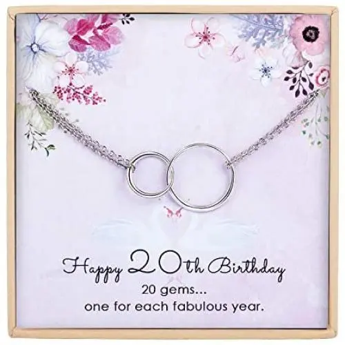 ESSIE ODILA Happy 20th-90th Birthday Bracelet Sweet Gift for Women 925 Sterling Silver Circles Interlocking Rings Jewelry Birthday Gift for Mother Daughter Sister
