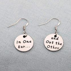 SEIRAA Funny Earrings in One Ear and Out The Other Earrings Stainless Steel Tone Earring Wires for her