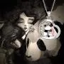 ZGBY 925 Sterling Silver Cute Animal Heart Panda Necklace with Words Engraved Jewelry for Women Girls Teens Birthday Pendant Gift
