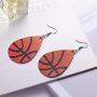Teardrop Leather Earrings Dangle Drop Football Basketball Waterdrop Hook Earrings Lightweight Ear for Women Ball Sports Lover Girls Jewelry 2Pcs Set