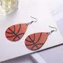 Teardrop Leather Earrings Dangle Drop Football Basketball Waterdrop Hook Earrings Lightweight Ear for Women Ball Sports Lover Girls Jewelry 2Pcs Set