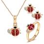 Ladybug Pendant Necklace for Advent Gift, Charms Christmas Gift 14k Gold-Filled Red and Black Ladybug Pendant Necklace Rings Set Jewelry For Kids,18” (ladybug)