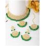 Aheli Faux Kundan Necklace Earrings Maang Tikka Set Indian Ethnic Wedding Fashion Jewelry Set for Women