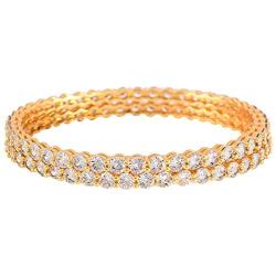 Ratnavali Jewels CZ Zirconia Gold Tone White Solitaire Diamond Bollywood Indian Bangles Jewelry Women