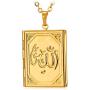 U7 Muslim Allah Necklace, Men Women Platinum / 18K Gold Plated Link Chain Rectangle Photo Locket Pendant, with Free Engraving Service
