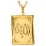 U7 Muslim Allah Necklace, Men Women Platinum / 18K Gold Plated Link Chain Rectangle Photo Locket Pendant, with Free Engraving Service