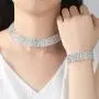 mecresh Wedding Bridal 1/2/3/4/5Row Rhinestone Crystal Jewelry Sets for Women(1 Earrings&Necklace&Bracelet) mecresh Wedding Bridal 1/2/3/4/5Row Rhinestone Crystal Jewelry Sets for Women(1 Earrings&Necklace&Bracelet)