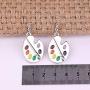Fashion Design Paint Brush And Colorful Paint Palette Drop Earrings Artist Painter Jewelry